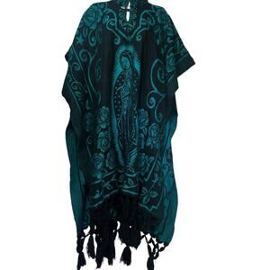 Artesanian San Martin Mexican religious Virgin de Guadalupe Poncho Tassel Fringe